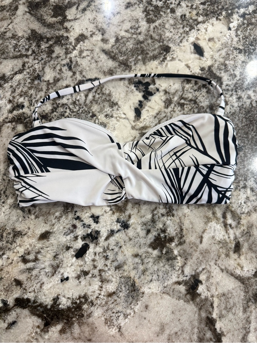 Athleta Black and White Striped Bandeau Bikini Top